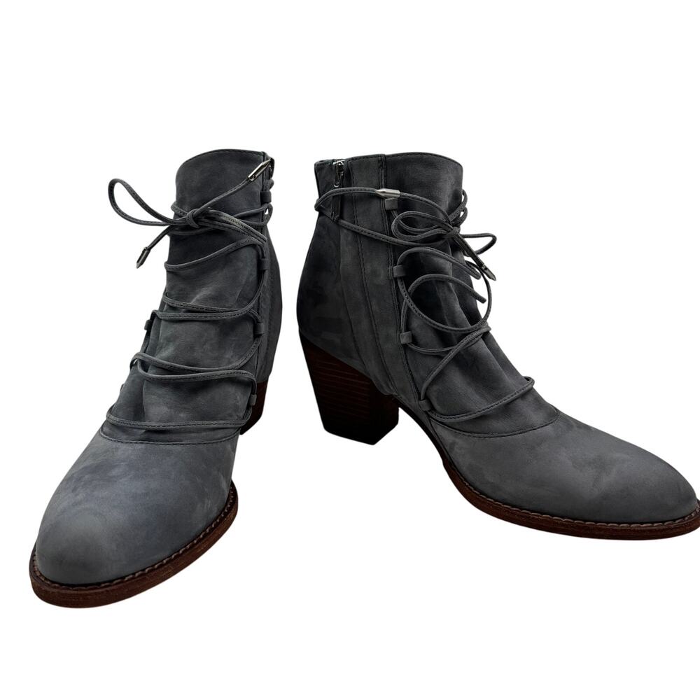 Sam Edelman Millard Boho Gray Soft Suede Lace Up Booties Women's Size 9